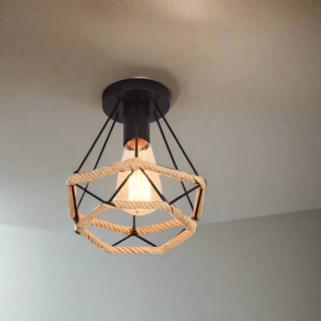 Luminaire industriel plafonnier avec cordage Noir Mon Luminaire™