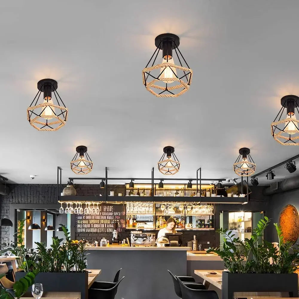 Luminaire industriel plafonnier avec cordage Noir Mon Luminaire™