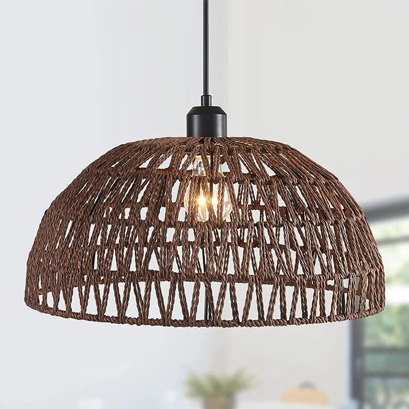 Luminaire plafonnier style japonnais en osier Marron / 20cm Mon Luminaire™