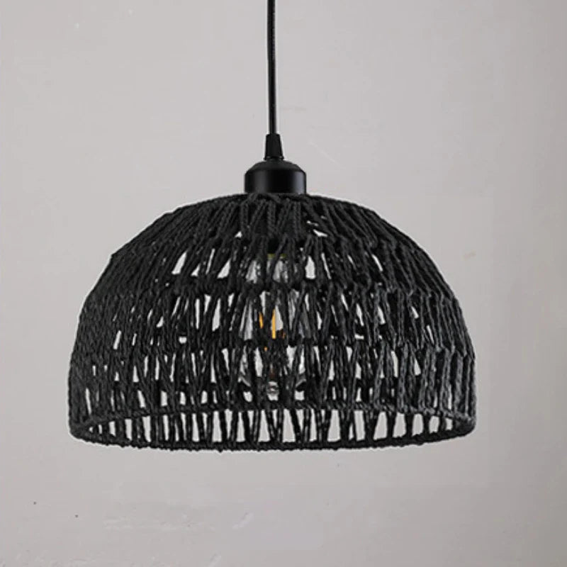 Luminaire plafonnier style japonnais en osier Noir / 20cm Mon Luminaire™