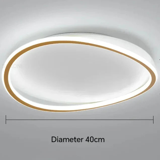 Plafonnier chambre moderne en cercle relief Doré / Blanc chaud (3000K) / 40cm Maison de la Lumière