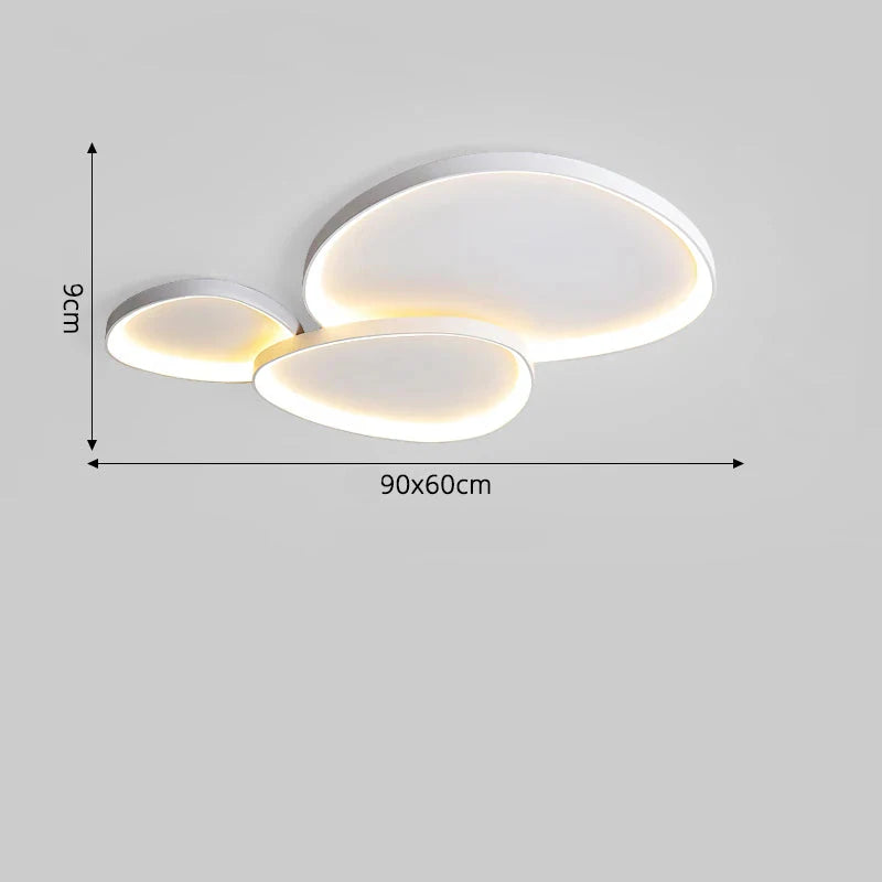Plafonnier de salon LED moderne et artistique 3 têtes Blanc (90cm) / Blanc chaud (3000K) Maison de la Lumière