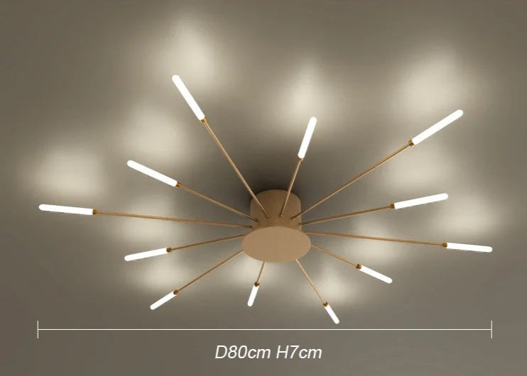 Plafonnier design étoile radiale LED Doré / 12 Maison de la Lumière