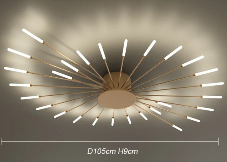 Plafonnier design étoile radiale LED Doré / 28 Maison de la Lumière