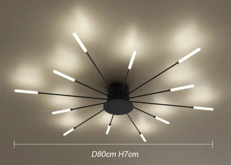 Plafonnier design étoile radiale LED Noir / 12 Maison de la Lumière
