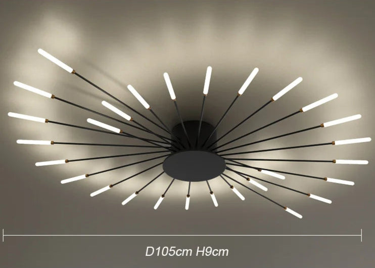Plafonnier design étoile radiale LED Noir / 28 Maison de la Lumière