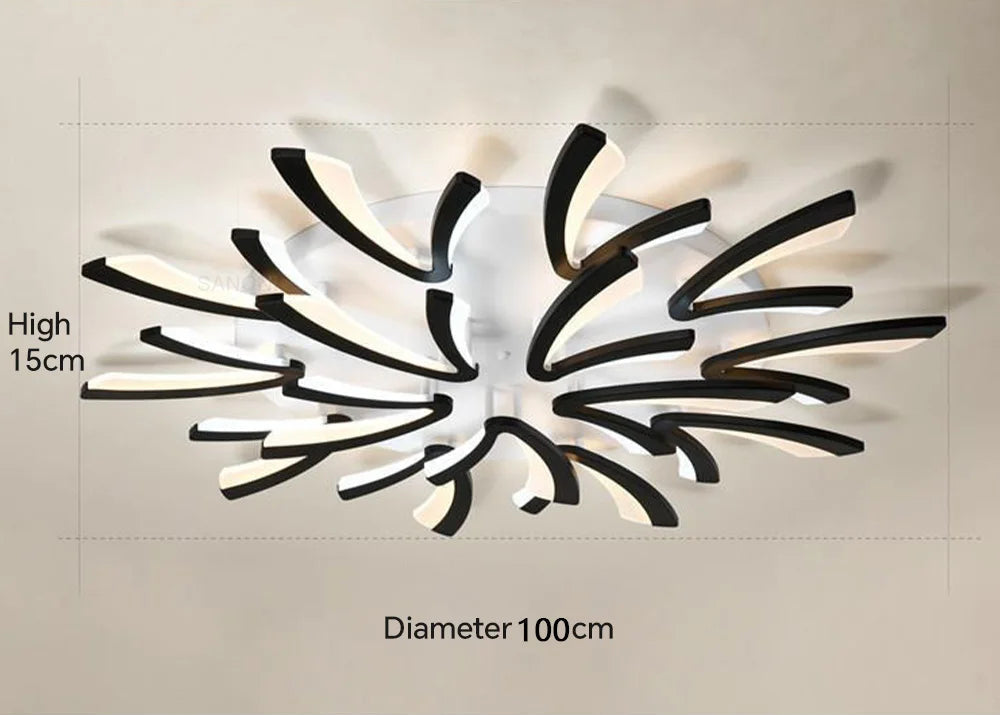 Plafonnier moderne tourbillon noir led 15 / Télécommande Maison de la Lumière