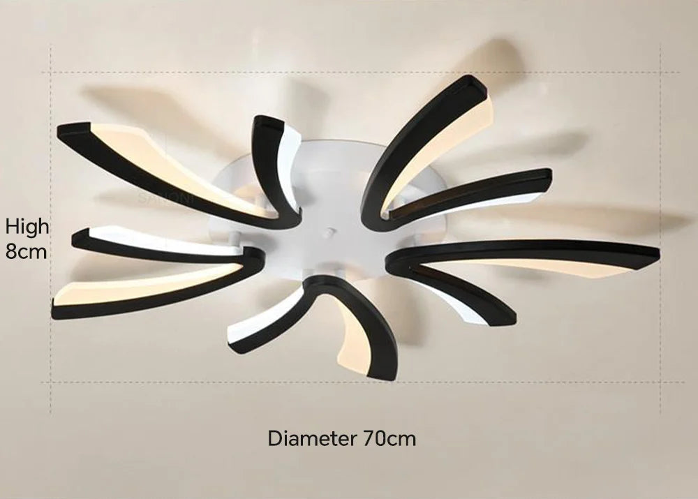Plafonnier moderne tourbillon noir led 5 / Télécommande Maison de la Lumière