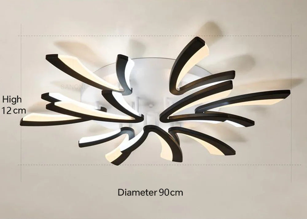 Plafonnier moderne tourbillon noir led 9 / Télécommande Maison de la Lumière