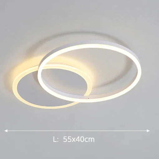 Plafonnier scandinave blanc LED 2 cercles Blanc froid (6000K) Maison de la Lumière