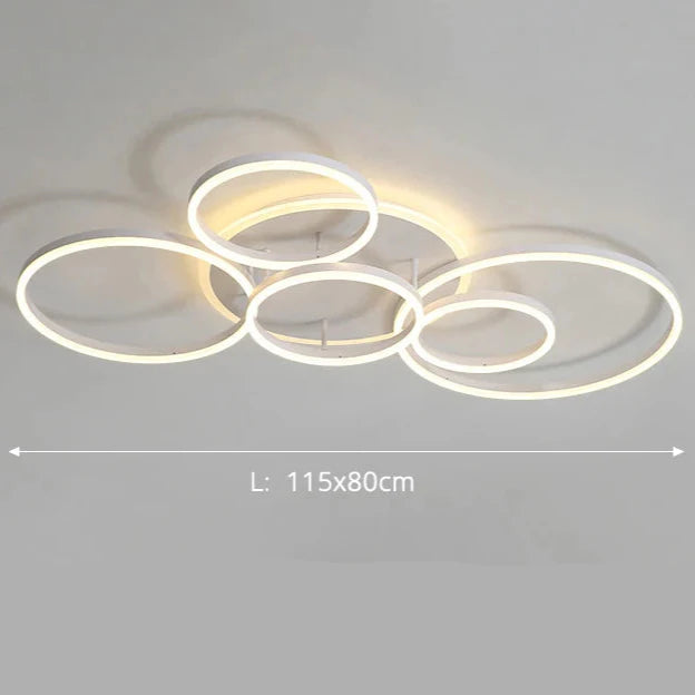 Plafonnier scandinave blanc LED 6 cercles Blanc chaud (3000K) Maison de la Lumière