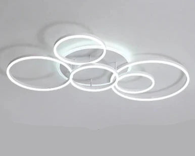 Plafonnier scandinave blanc LED 6 cercles Maison de la Lumière