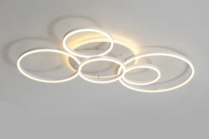 Plafonnier scandinave blanc LED 6 cercles Maison de la Lumière