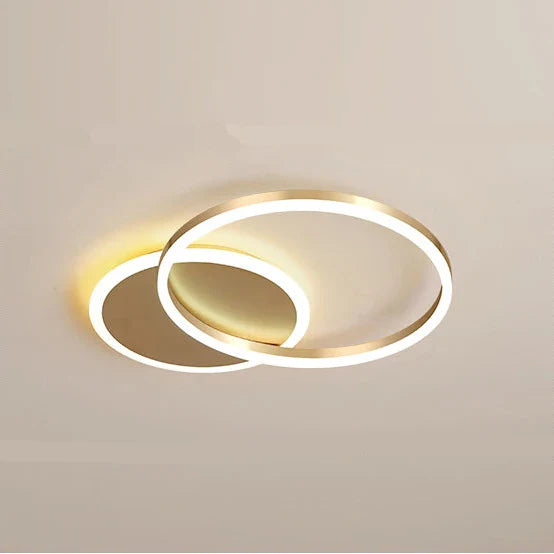 Plafonnier scandinave doré LED 2 cercles Blanc froid (6000K) Maison de la Lumière