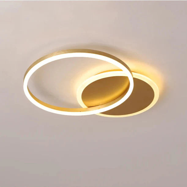 Plafonnier scandinave doré LED 2 cercles Maison de la Lumière