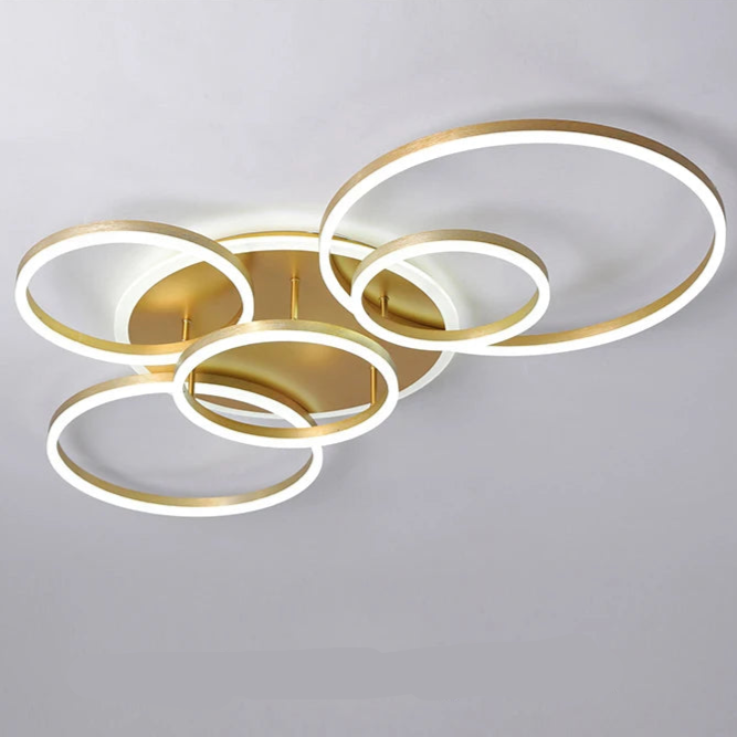 Plafonnier scandinave doré LED 6 cercles Blanc froid (6000K) Maison de la Lumière