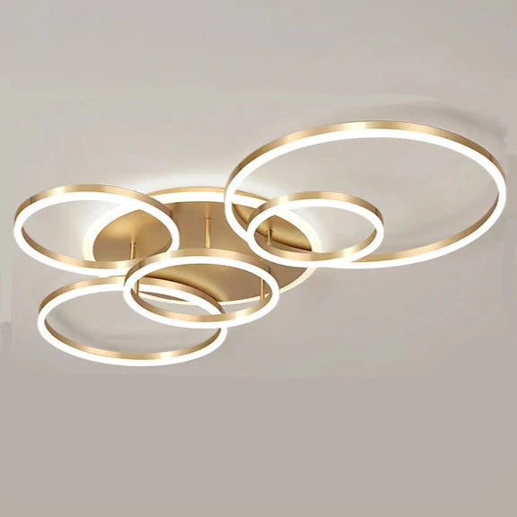 Plafonnier scandinave doré LED 6 cercles Maison de la Lumière
