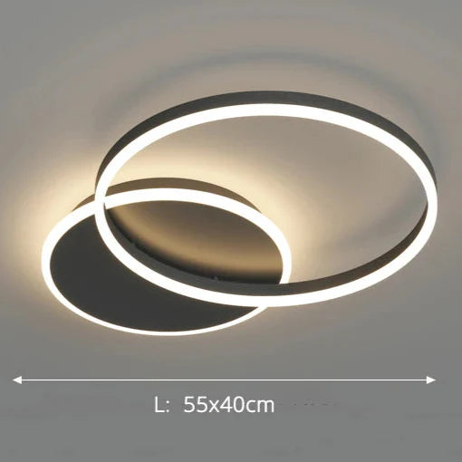 Plafonnier scandinave noir LED 2 cercles Blanc froid (6000K) Maison de la Lumière