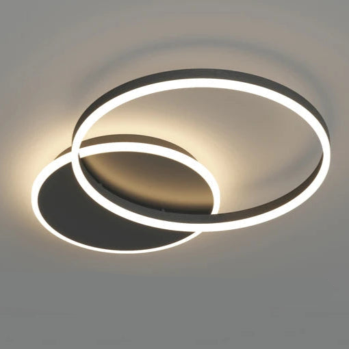 Plafonnier scandinave noir LED 2 cercles Maison de la Lumière