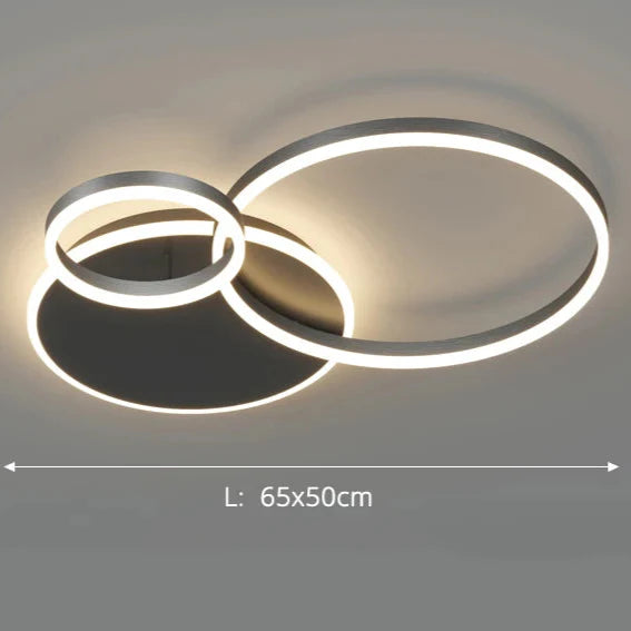 Plafonnier scandinave noir LED 3 cercles Blanc chaud (3000K) Maison de la Lumière
