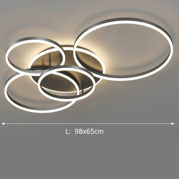 Plafonnier scandinave noir LED 5 cercles Blanc froid (6000K) Maison de la Lumière