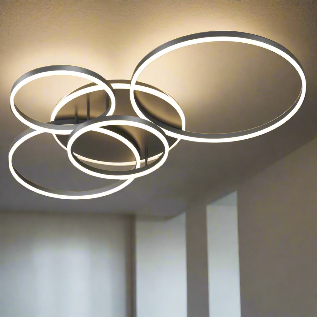 Plafonnier scandinave noir LED 5 cercles Maison de la Lumière