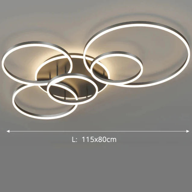 Plafonnier scandinave noir LED 6 cercles Blanc chaud (3000K) Maison de la Lumière