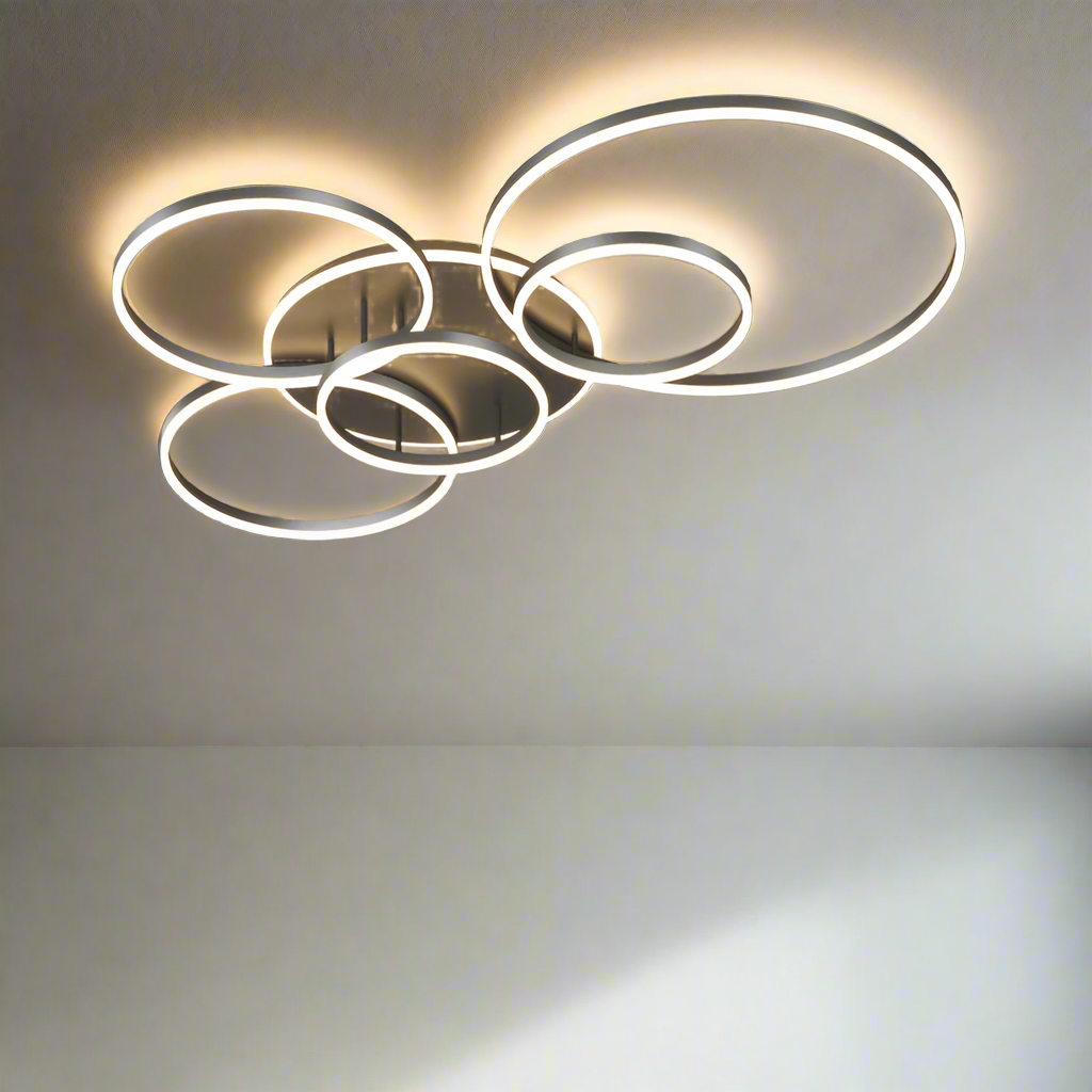 Plafonnier scandinave noir LED 6 cercles Maison de la Lumière