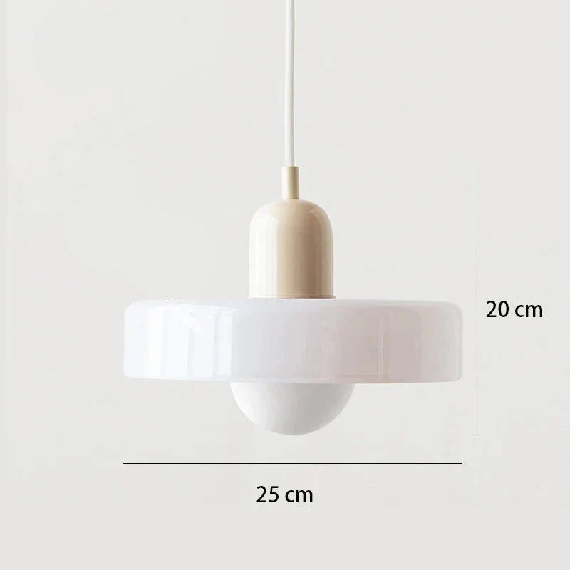 Suspension de salon moderne en verre colorée Blanc Beige Maison de la Lumière
