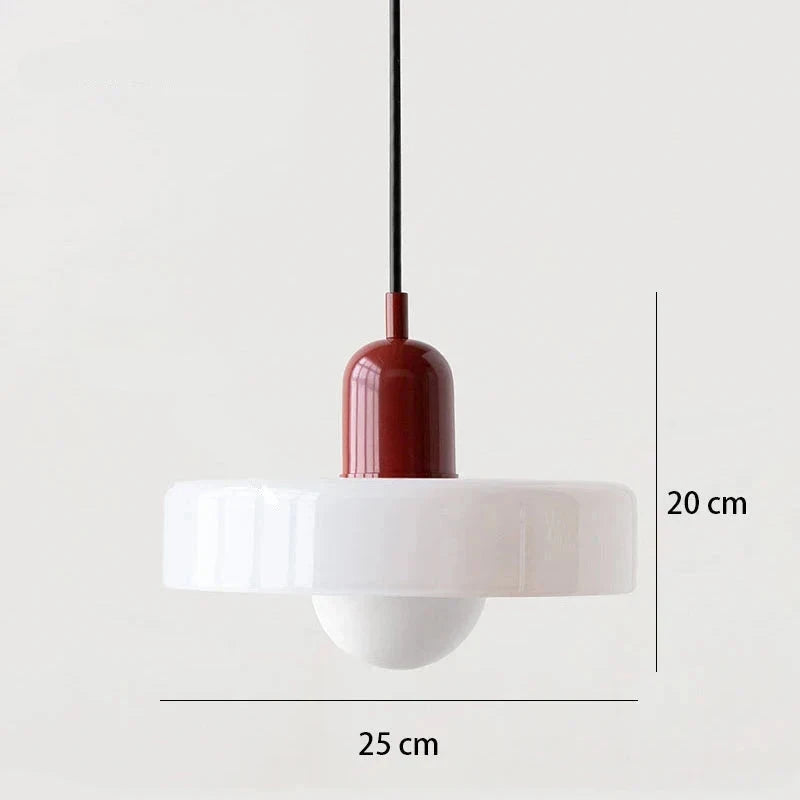 Suspension de salon moderne en verre colorée Blanc Rouge Maison de la Lumière