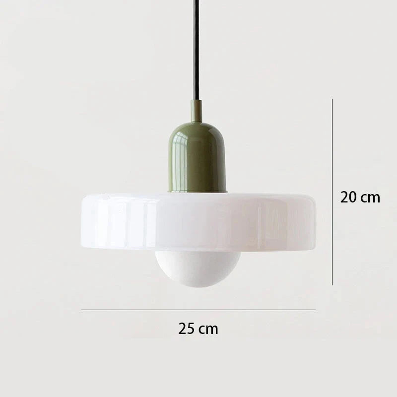 Suspension de salon moderne en verre colorée Blanc Vert Maison de la Lumière