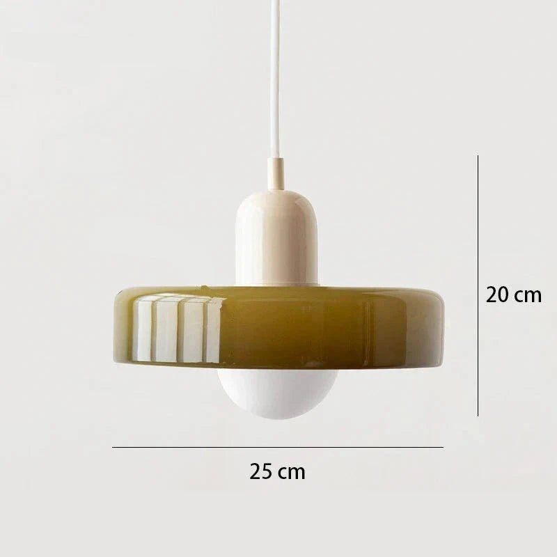 Suspension de salon moderne en verre colorée Kaki Blanc Maison de la Lumière