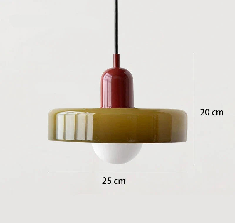 Suspension de salon moderne en verre colorée Kaki Rouge Maison de la Lumière