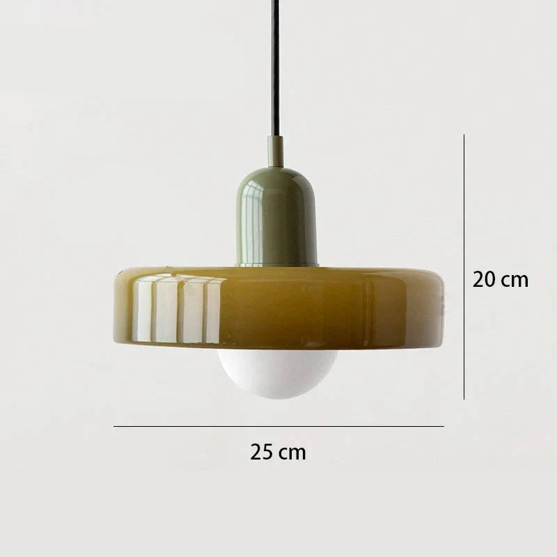 Suspension de salon moderne en verre colorée Kaki Vert Maison de la Lumière