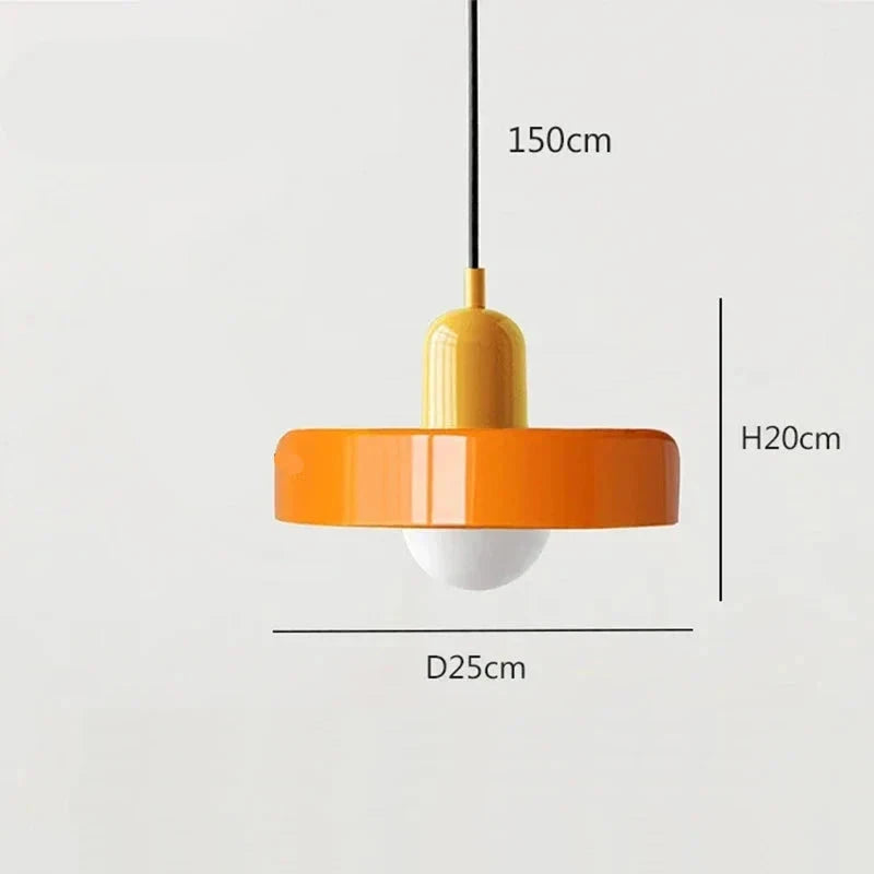 Suspension de salon moderne en verre colorée Orange Jaune Maison de la Lumière