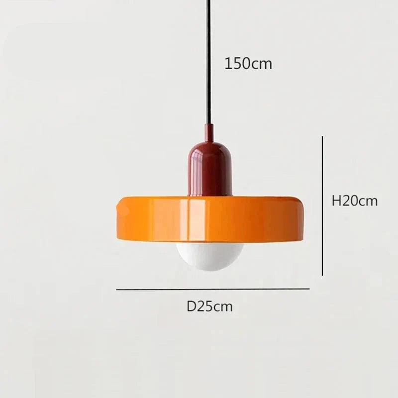 Suspension de salon moderne en verre colorée Orange Rouge Maison de la Lumière