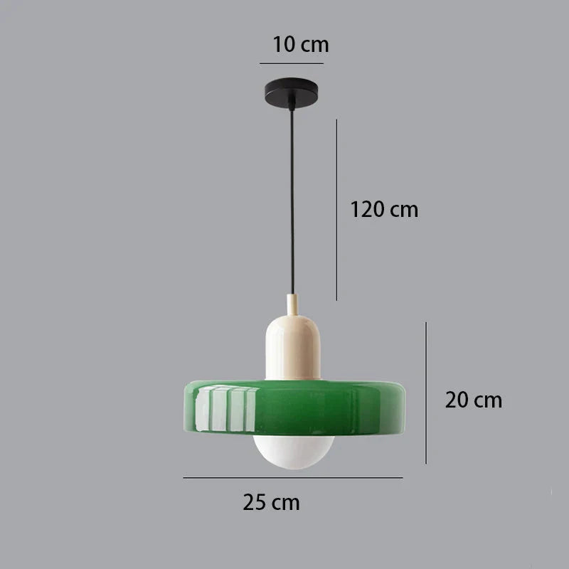 Suspension de salon moderne en verre colorée Vert Blanc Maison de la Lumière
