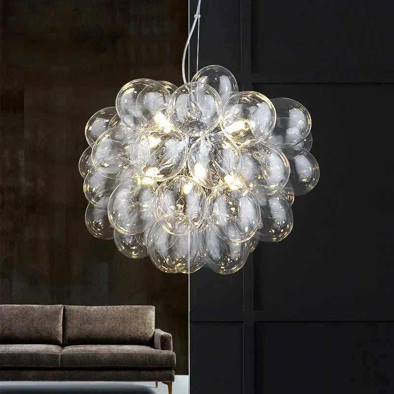 Suspension design boules de verre 8 ampoules Transparent / Blanc neutre (4500K) Maison de la Lumière
