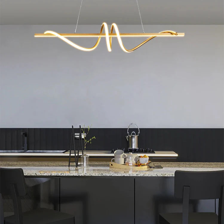 Suspension design LED moderne dorée enroulée Mon Luminaire™