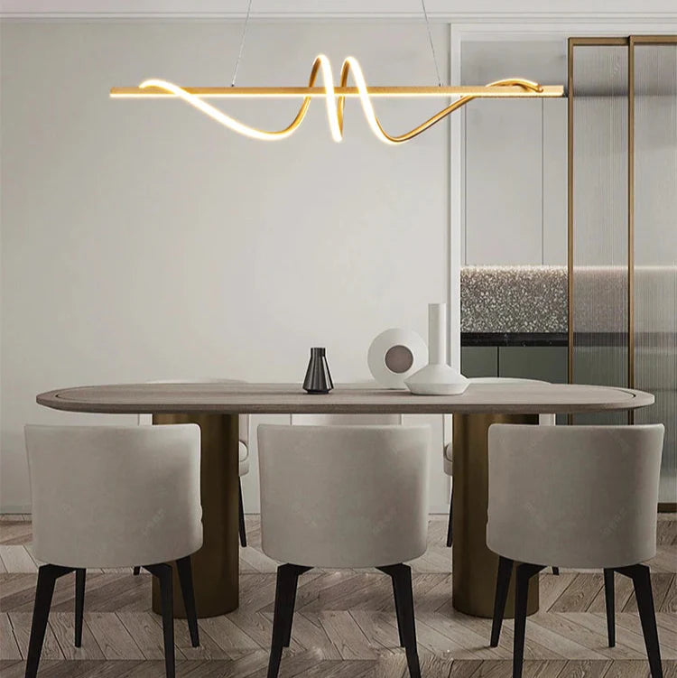 Suspension design LED moderne dorée enroulée Mon Luminaire™