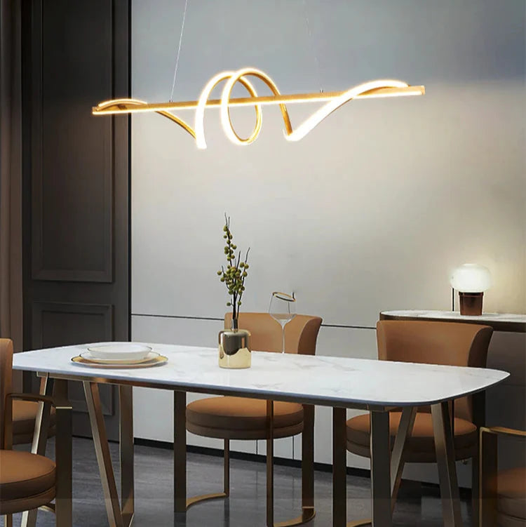 Suspension design LED moderne dorée enroulée Mon Luminaire™