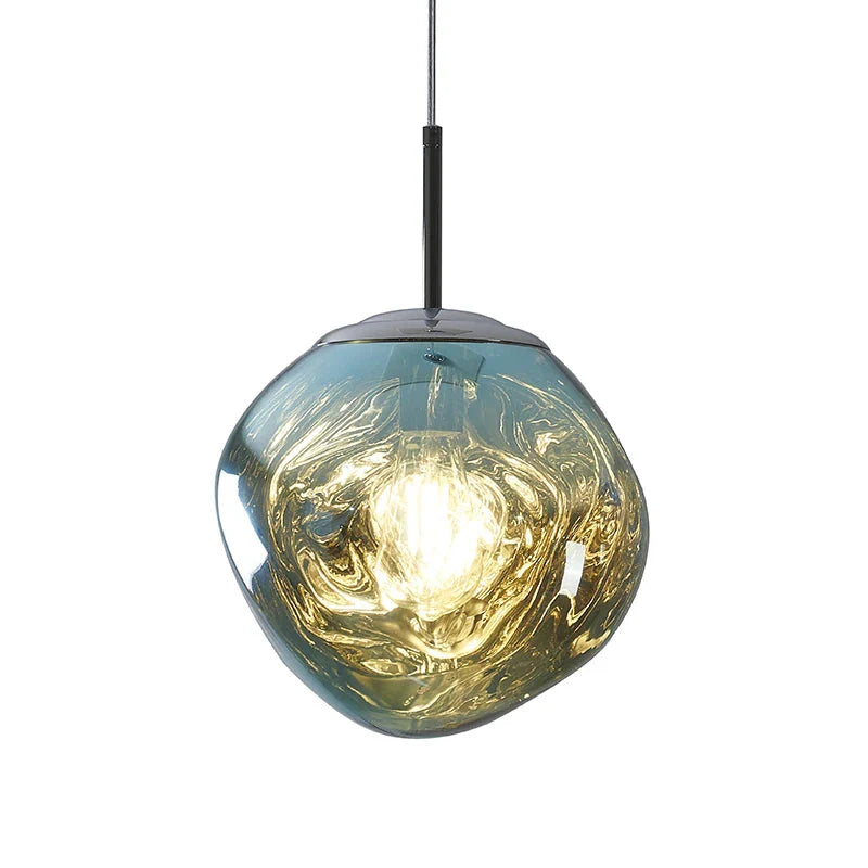 Suspension design moderne en verre soufflé Bleu / 40CM Maison de la Lumière