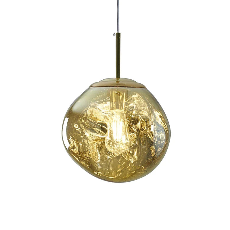 Suspension design moderne en verre soufflé Doré / 40CM Maison de la Lumière