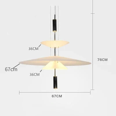 Suspension design moderne soucoupes noir et blanc 3 Etages 67cm / Blanc froid (6000K) Mon Luminaire™