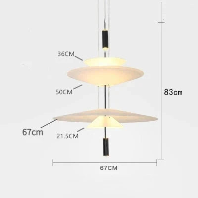 Suspension design moderne soucoupes noir et blanc 4 Etages 67cm inversé / Blanc froid (6000K) Mon Luminaire™
