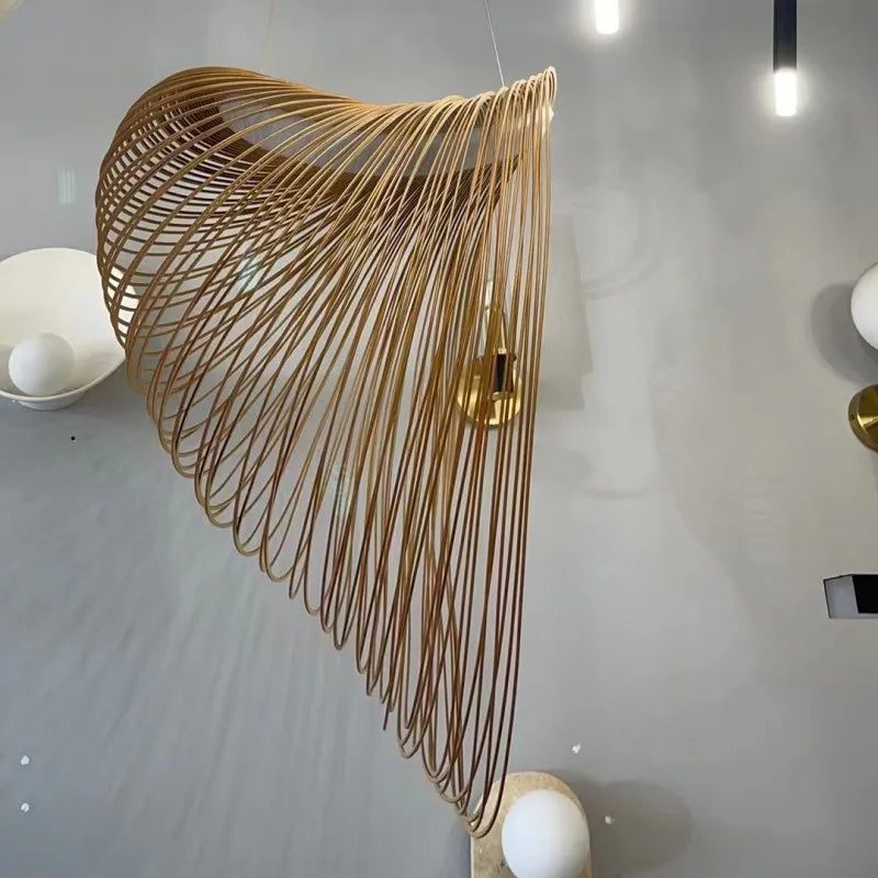 Suspension LED Chapeau de Paille minimaliste en bois 60cm / Blanc chaud (3000K) Mon Luminaire™