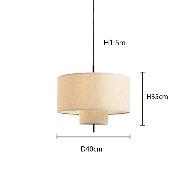 Suspension LED en tissu Wabi Sabi style japonais 40cm / Blanc neutre (4500K) Mon Luminaire™