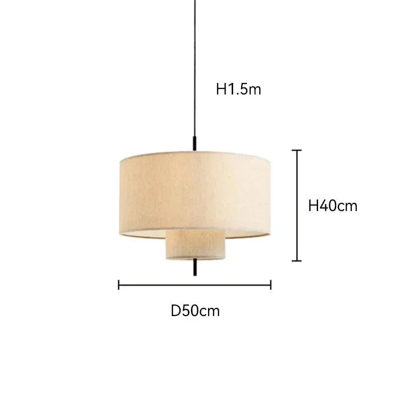 Suspension LED en tissu Wabi Sabi style japonais 50cm / Blanc froid (6000K) Mon Luminaire™