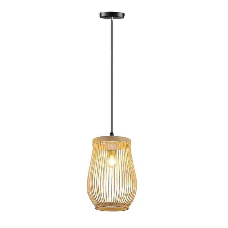 Suspension luminaire bohème bambou artisanal cage 20cm x 23cm Mon Luminaire™