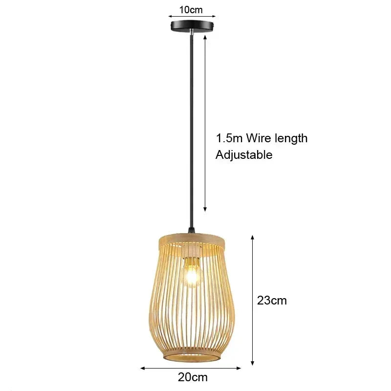Suspension luminaire bohème bambou artisanal cage 20cm x 23cm Mon Luminaire™